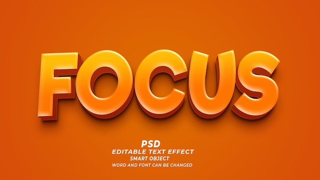 PSD focus 3d efecto de texto editable plantilla psd de photoshop