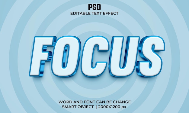 Focus 3d efecto de texto editable psd premium con fondo