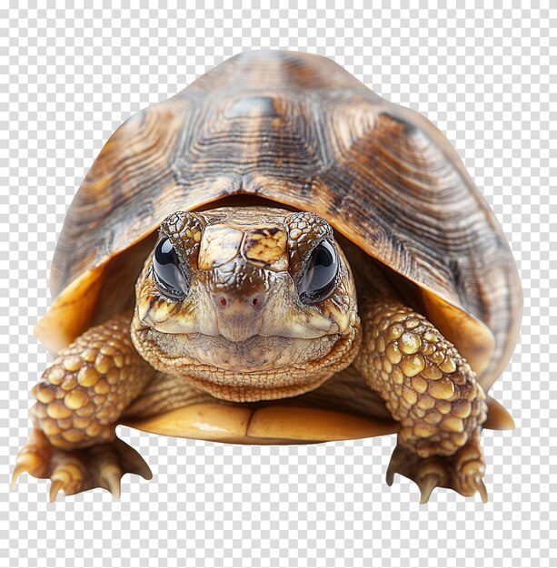 Focused tortoise portrait captivating gaze isolated against dark backdrop