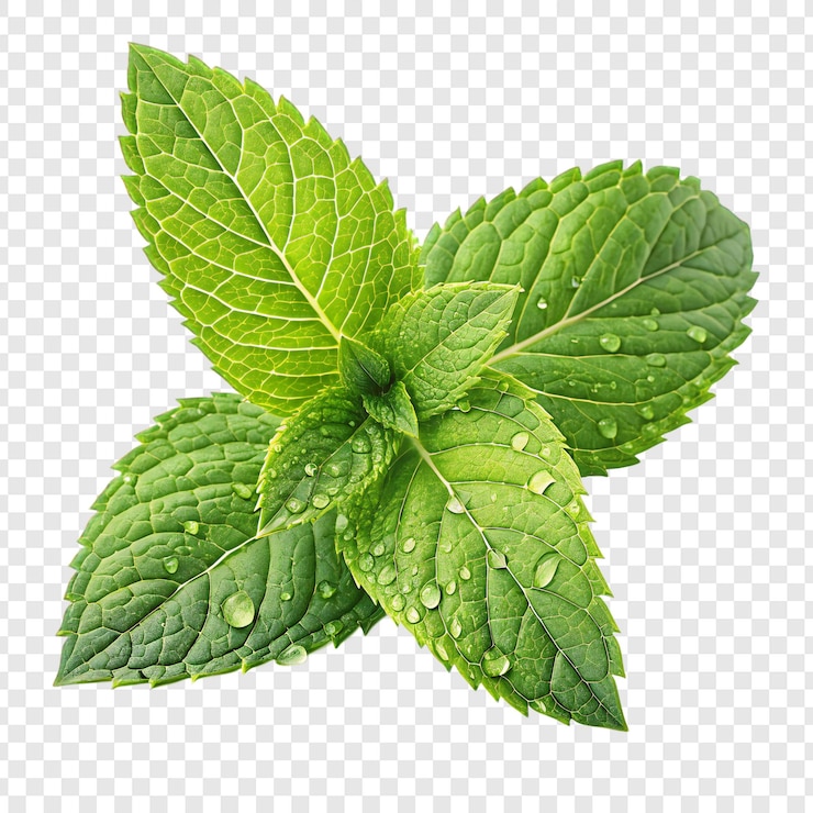 PSD foglie di menta fresche con gocce d'acqua
