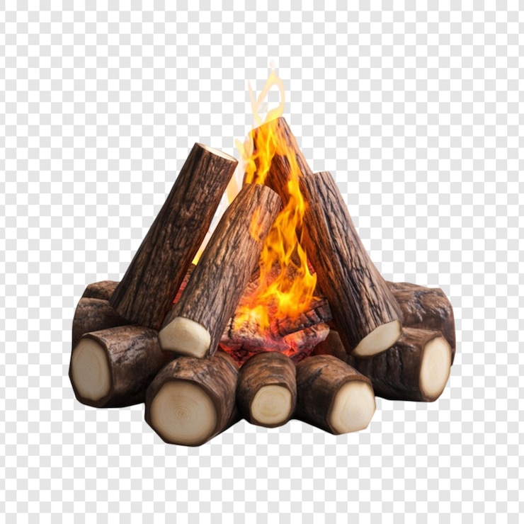 PSD fogo de acampamento queimando troncos de madeira fogo chamas calor calor