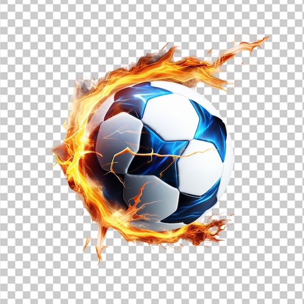 PSD fogo de bola de futebol em fundo preto