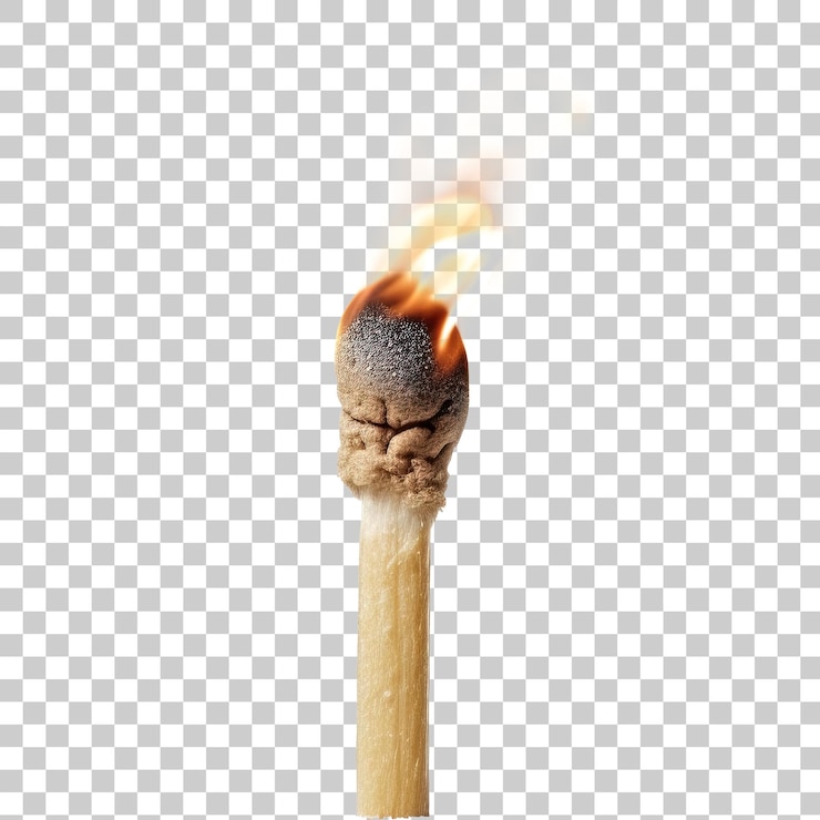 PSD fogo de fósforo isolado em fundo transparente png