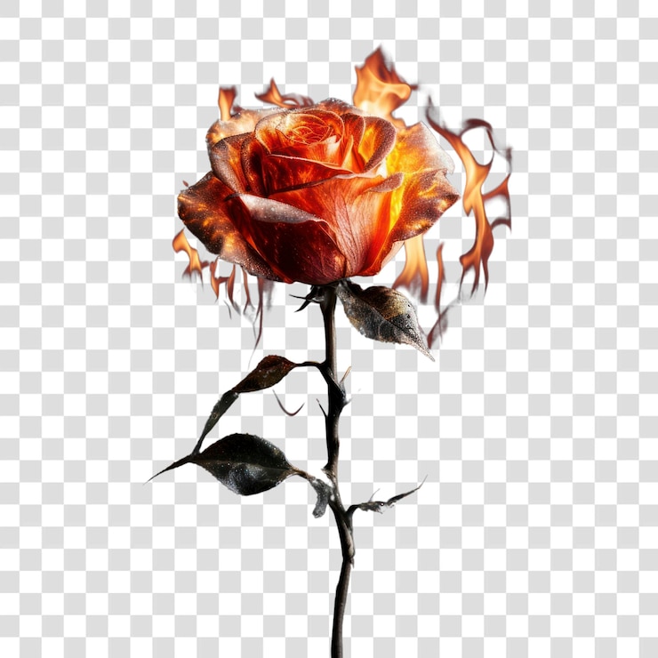 PSD fogo de planta de flor de rosa