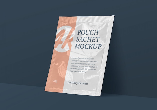 Foil tea sachet pouch mockup