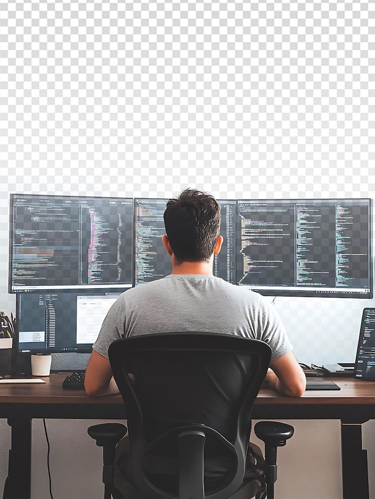 PSD fokussierte professionelle datenanalyse auf mehreren computerbildschirmen