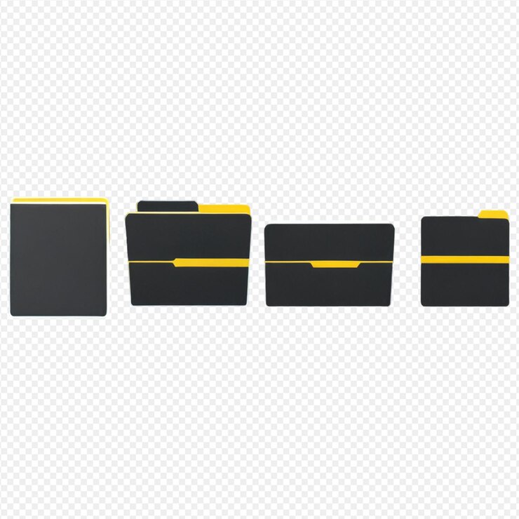 PSD folder icons minimalist design black and yellow colors file organization symbols