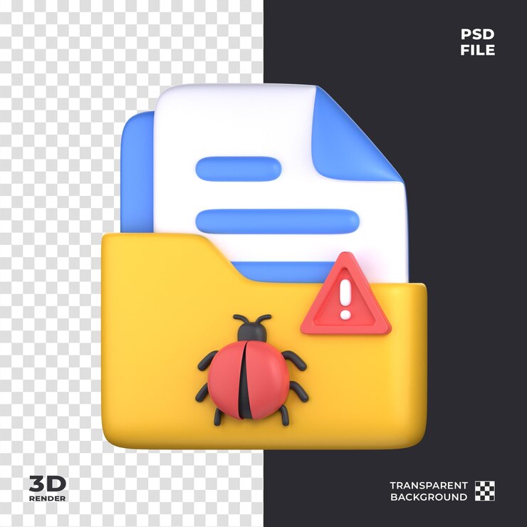 PSD folder virus infected 3d icon perfect for cyber security theme