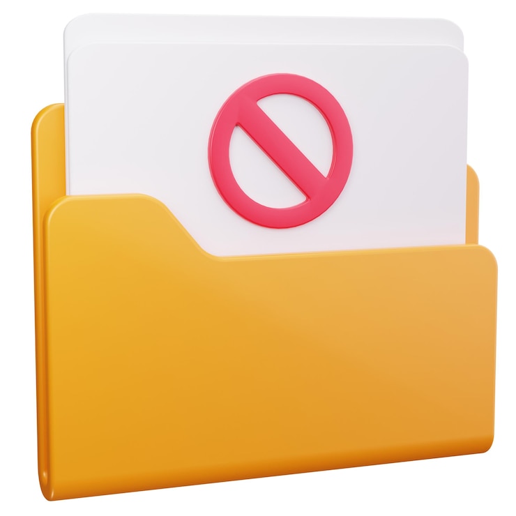 PSD folder with prohibited sign access denied concept