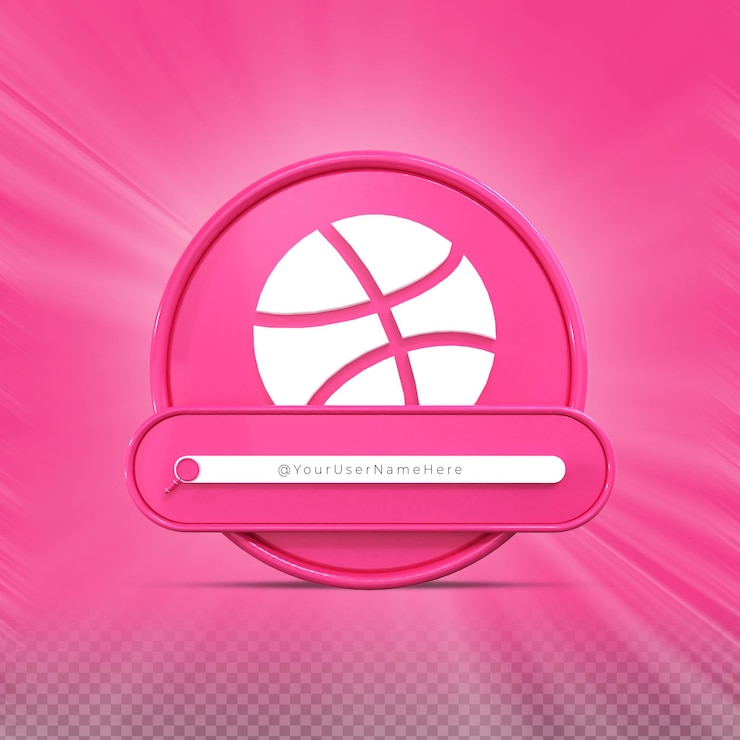 PSD folgen sie mir auf dribbble social media banner-symbolprofil 3d-rendering im unteren drittel
