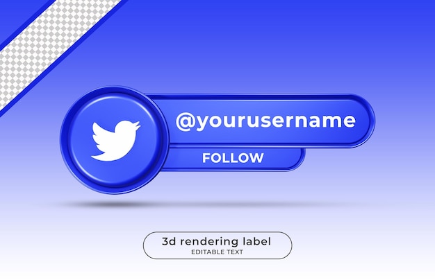 PSD folgen sie mir auf twitter-banner 3d-rendering isoliert