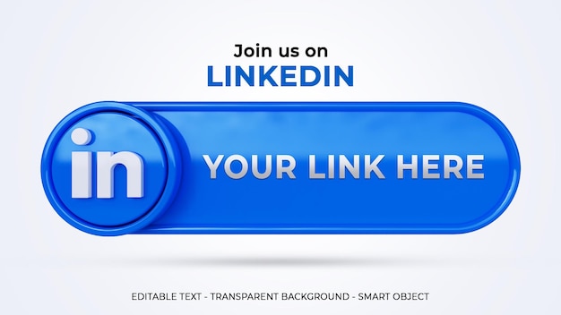 Folgen sie uns auf linkedin social media mit 3d-banner und link-profil