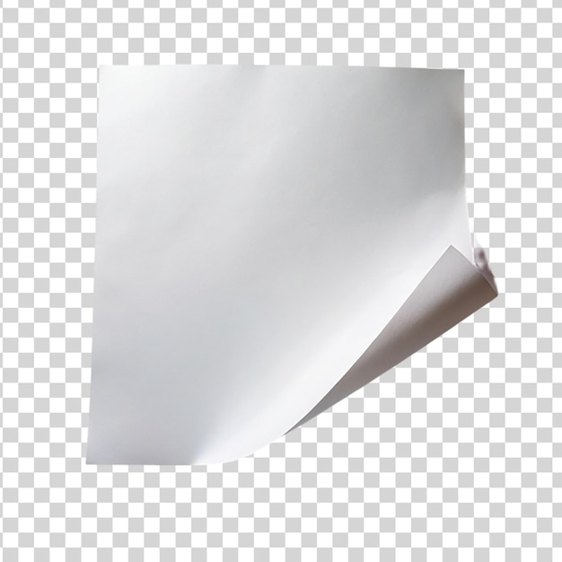 Folha branca de papel sobre um fundo transparente