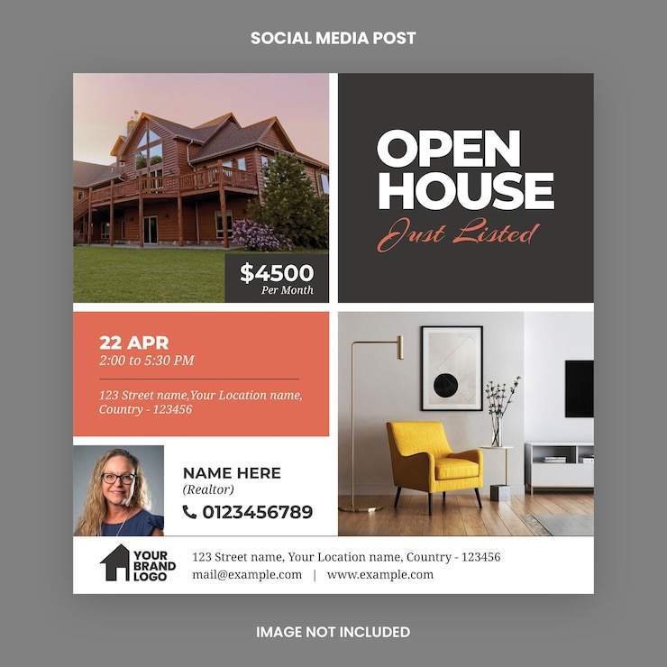PSD folha de casa aberta imobiliária postagem de mídia social e modelo de história serviços imobiliários
