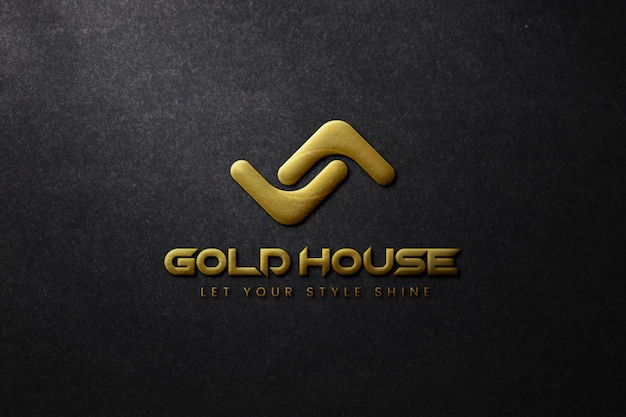 Folha de ouro em um modelo de logotipo de algodão preto