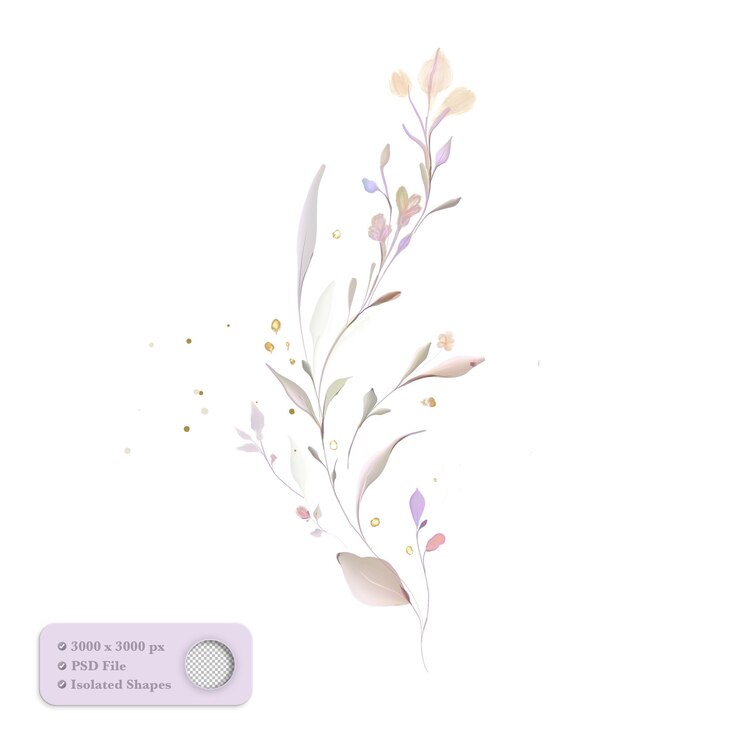 Folhas coloridas em aquarela