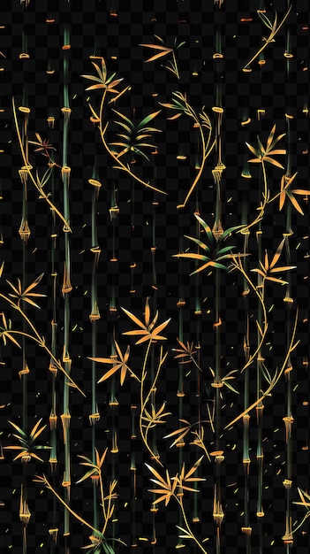 PSD folhas de bambu em um fundo preto com bambu