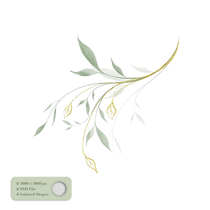 Folhas de ouro em aquarela
