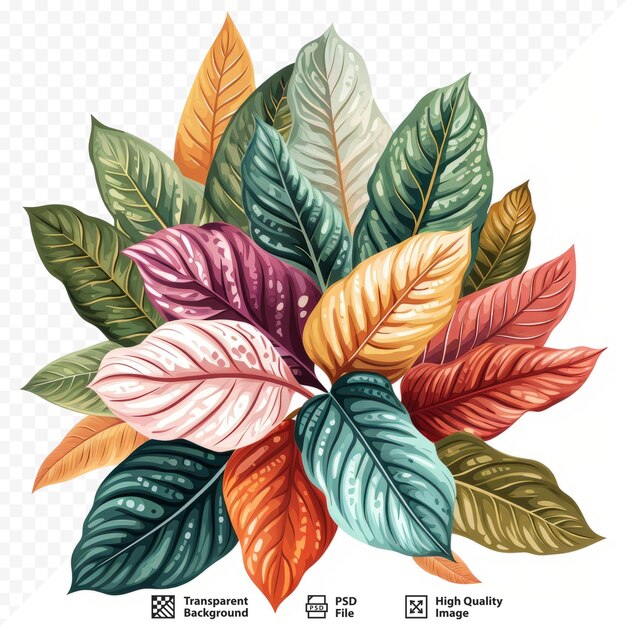 PSD folhas tropicais coloridas