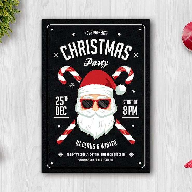 PSD folheto da festa de natal do papai noel moderno