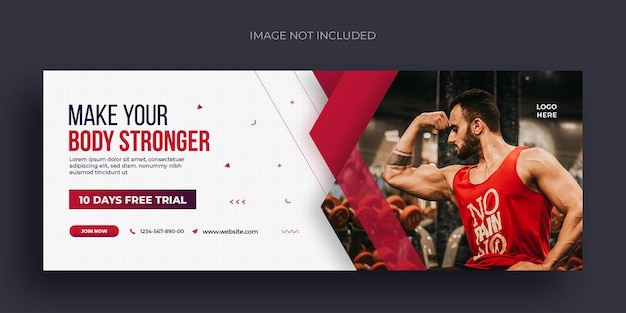 Folheto de banner da web de mídia social de fitness ou academia e modelo de design de foto de capa do facebook