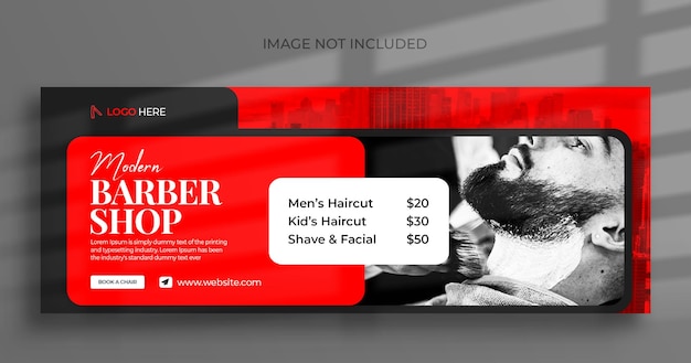 PSD folheto de banner web de mídia social de barbearia e modelo de design de foto de capa do facebook