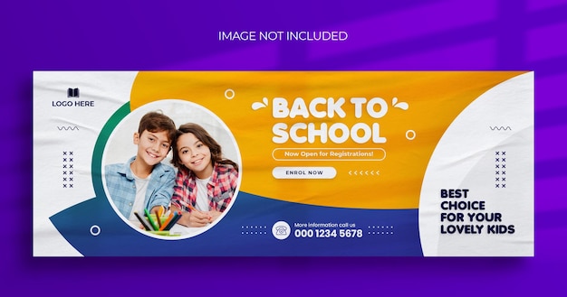 Folheto de banner web e modelo de design de foto de capa do Facebook para admissão escolar nas redes sociais