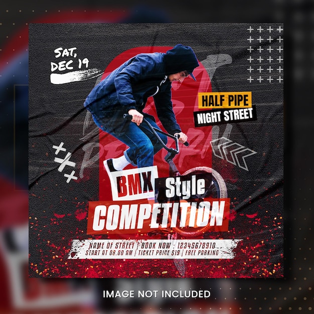 PSD folheto de competição de estilo bmx