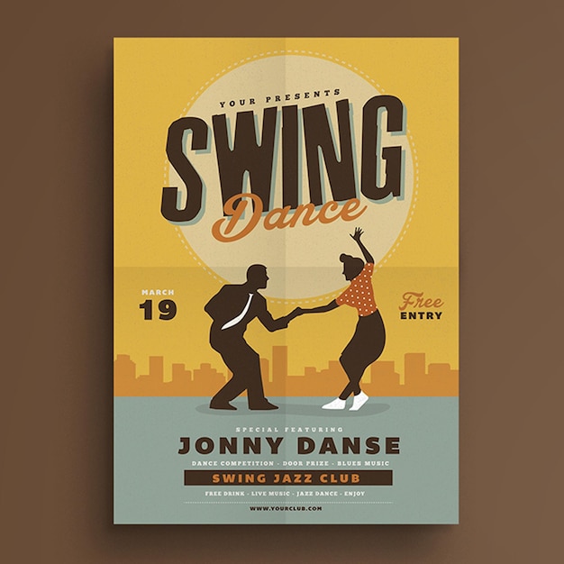 Folheto de dança de swing retrô