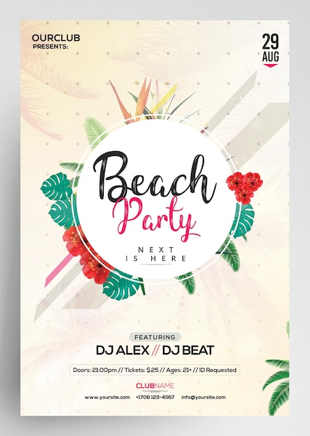 PSD folheto de evento de convite de verão para festa de praia