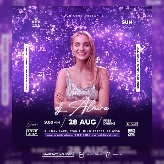 Folheto De Evento De Festa De Boate Ou Modelo De Postagem De Mídia.