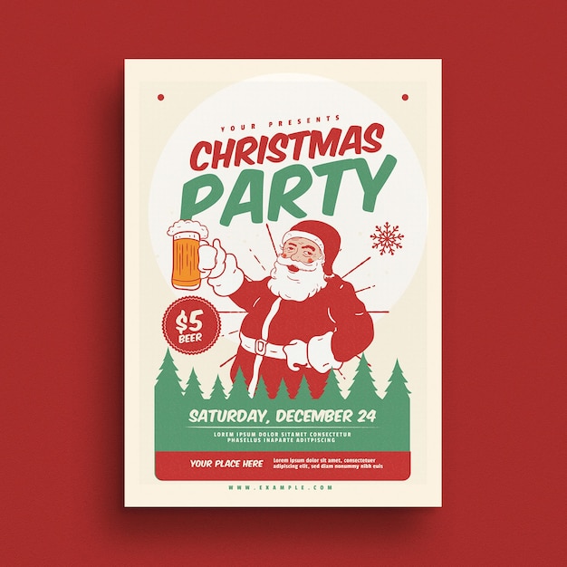 Folheto de evento de festa de Natal retrô vintage