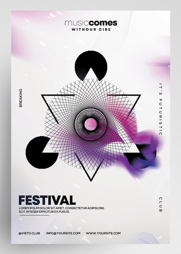 PSD folheto de evento de festa geométrica futurista