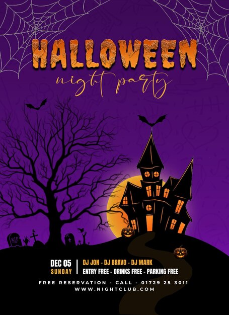 PSD folheto de festa de fantasia de halloween grátis psd poster