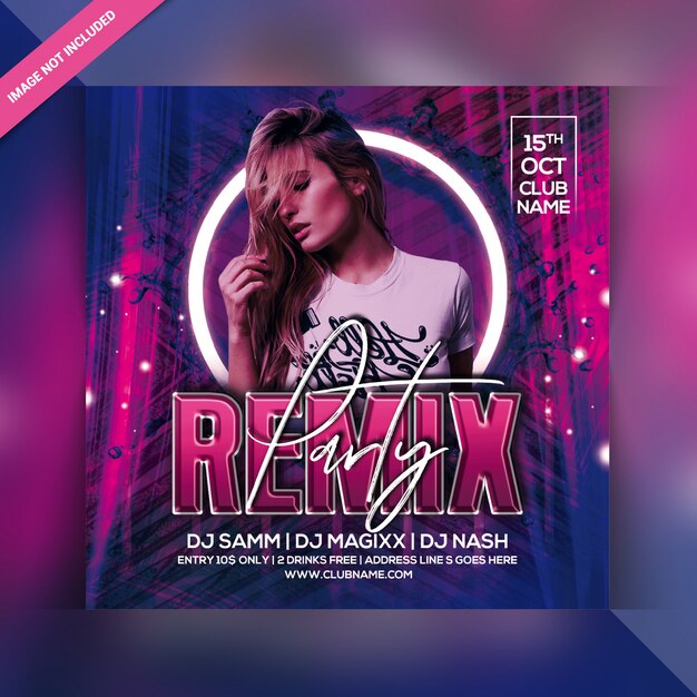 Folheto de festa de remix