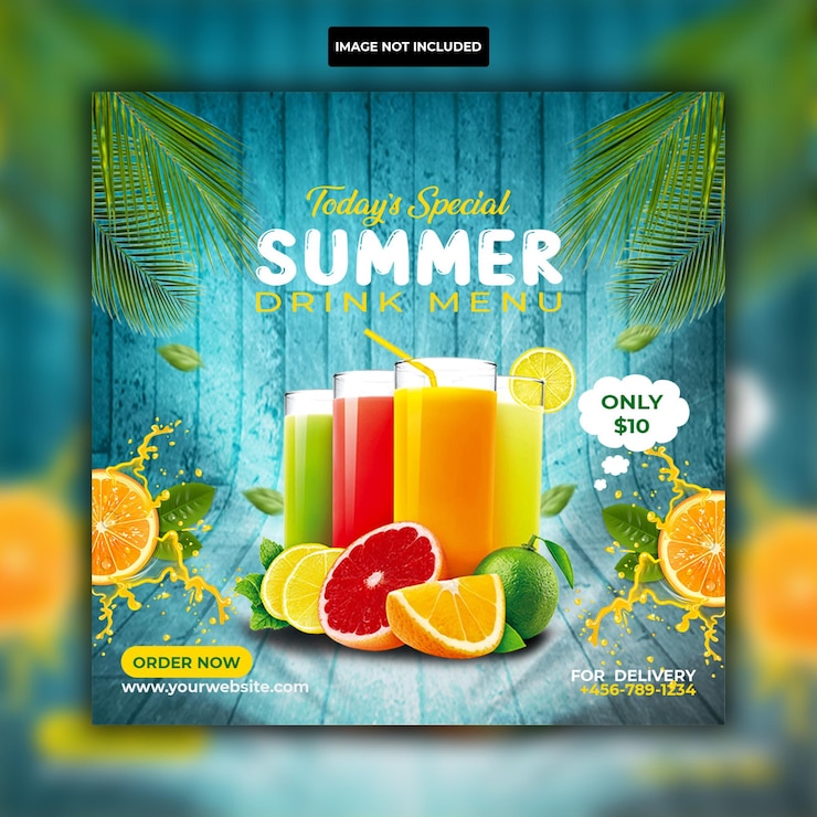 Folheto de menu de bebidas de verão ou banner de postagem de mídia social