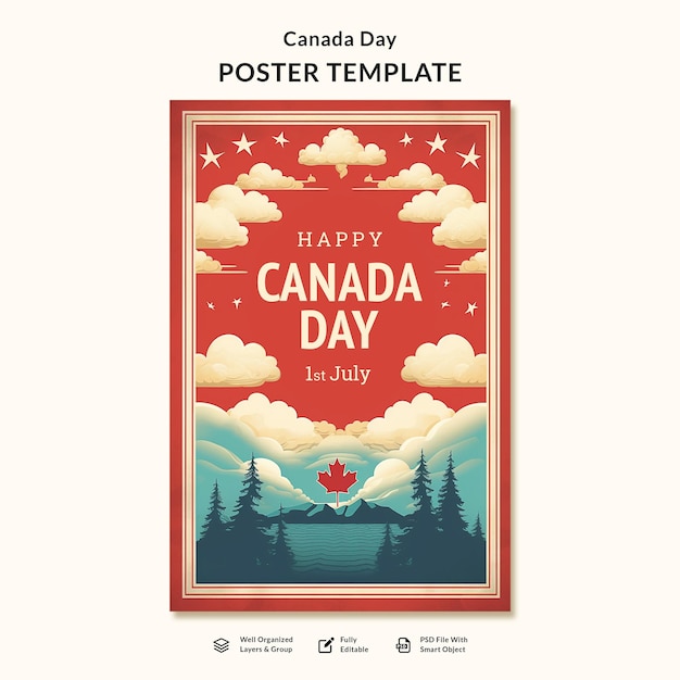Folheto de Modelos de Cartaz Feliz Dia do Canadá 2023