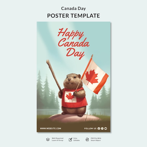 Folheto de Modelos de Cartaz Feliz Dia do Canadá 2023