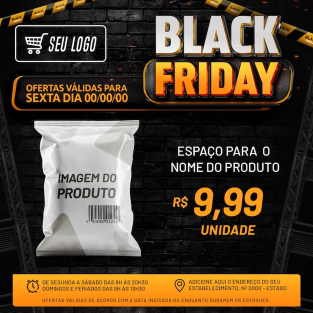 Folheto de Ofertas Black Friday Ofertas Flyer Black Friday PSD Premium