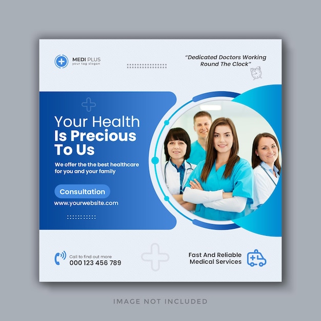 Folheto de postagem de mídia social de saúde e modelo de banner da web