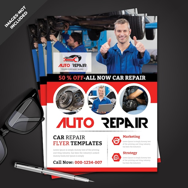Folheto de reparação de automóveis
