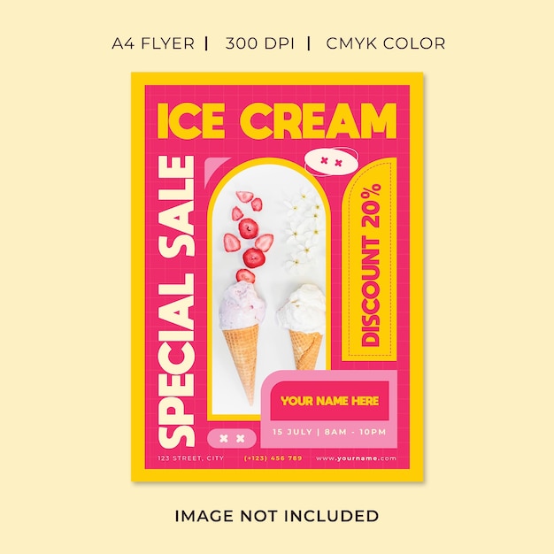 PSD folheto de venda de sorvete