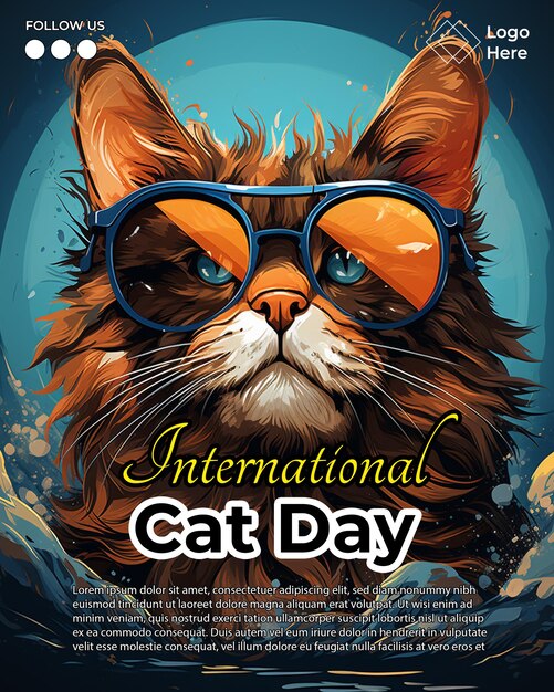 PSD folheto do dia internacional do gato