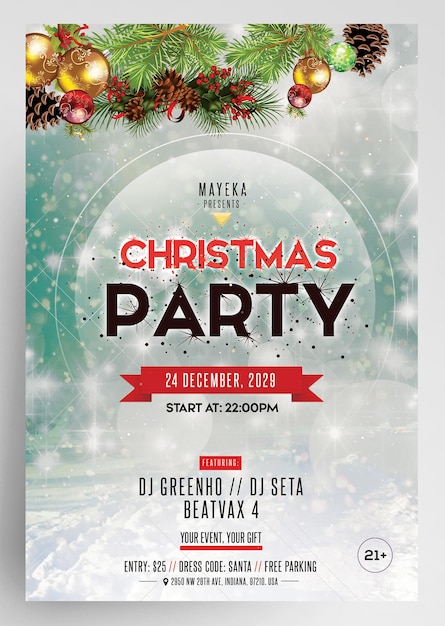 Folheto natal na festa do evento feliz natal na neve