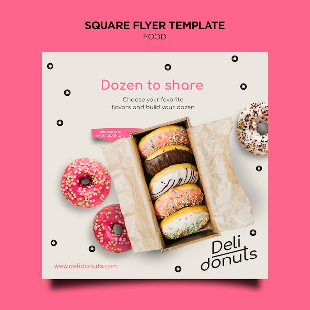 Folheto quadrado de rosquinhas deliciosas