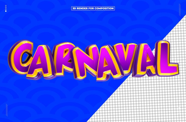 PSD folia de carnaval de selo 3d render brasil