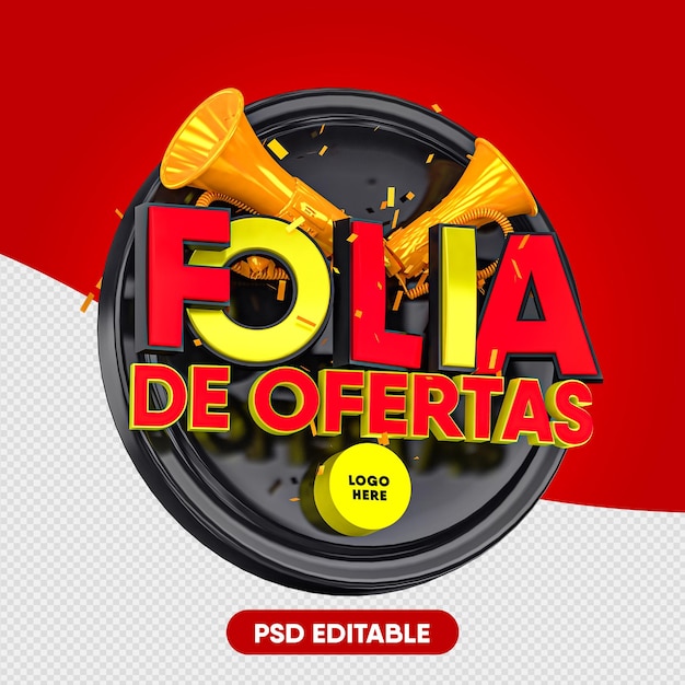 PSD folia de ofertas 3d sem fundo psd edit