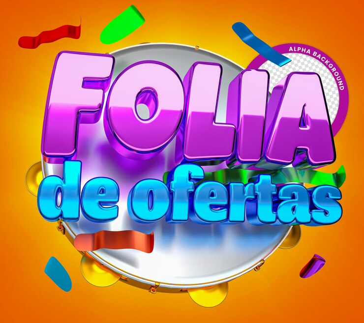 PSD folia de oferta carnaval de brasil sello 3d para composición