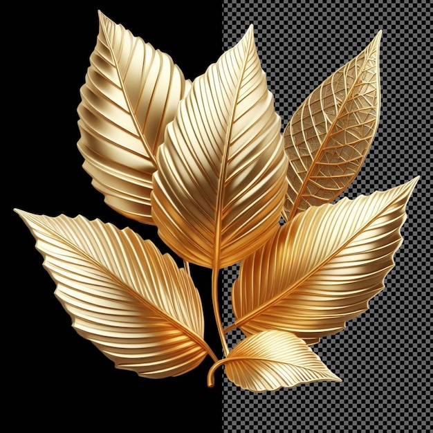 PSD folies d'or isolées à feuilles brillantes sur fond png