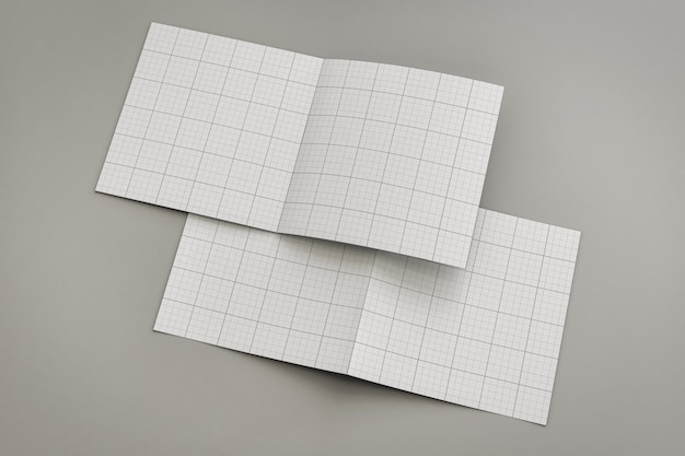 Folleto abierto cuadrado interior y exterior Mockup 02